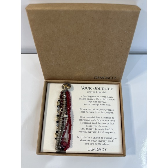 Demdaco Jewelry - DEMDACO Beaded Prayer Garnet Red One‎ Size Fits Most Glass and Metal Charm